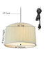 18"W 2 Light Swag Plug-In Pendant  Textured Oatmeal with Diffuser Black Cord