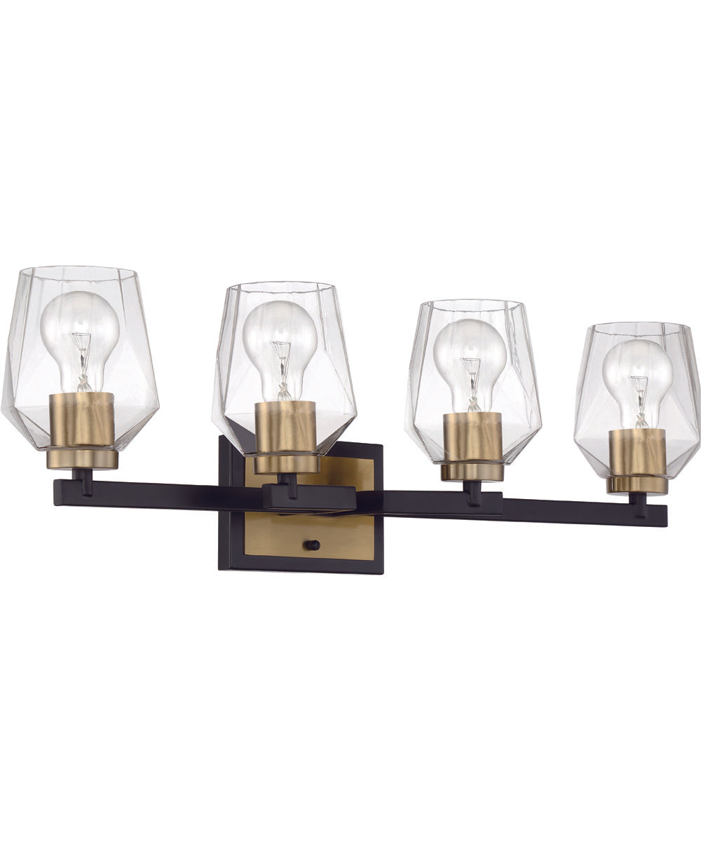 Avante Grand 4-Light Vanity Flat Black/Satin Brass