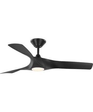 Ryne 52" 3-Blade Matte LED Transitional Indoor/Outdoor DC Ceiling Fan Black