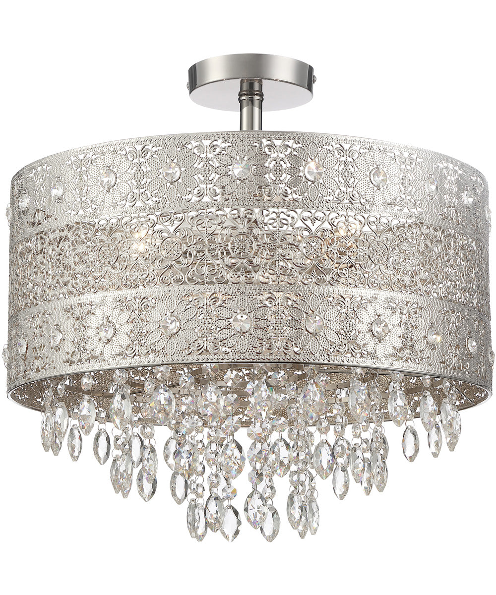 Masura 3-Light Flush Mount Polished Nickel Metal