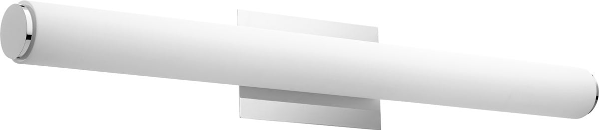 35"W 2-light LED Bath Vanity Light Polished Nickel w/ Matte White Acrylic