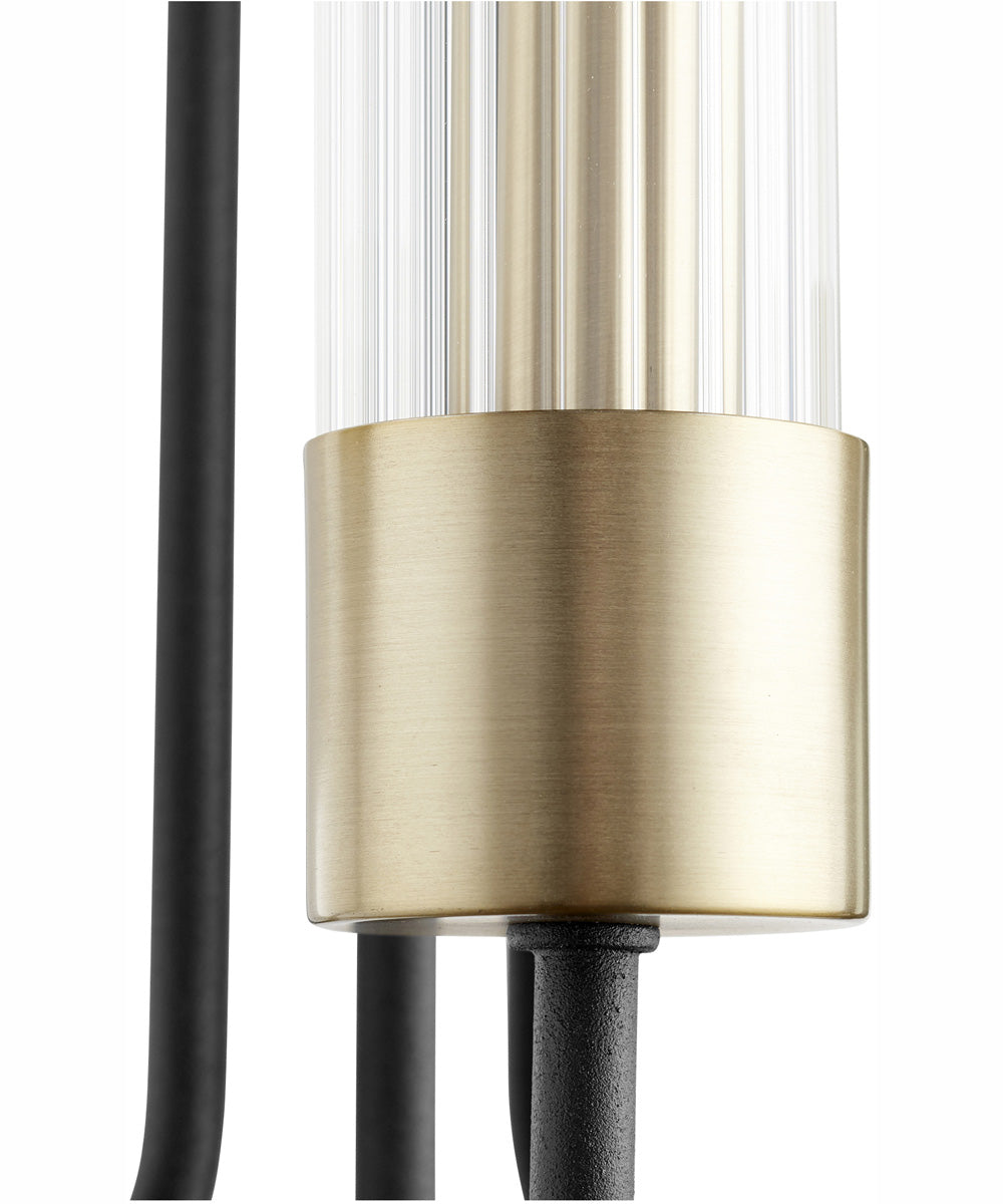 Helix 3-light Wall Mount Light Fixture Textured Black w/ Aged Brass