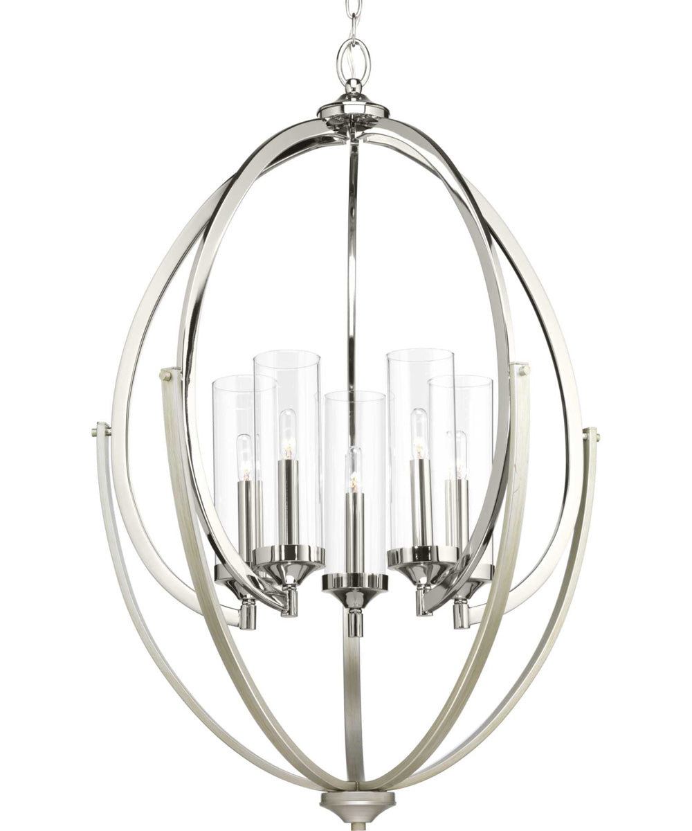 Evoke 5-Light Clear Glass Luxe Chandelier Light Polished Nickel