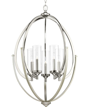 Evoke 5-Light Clear Glass Luxe Chandelier Light Polished Nickel
