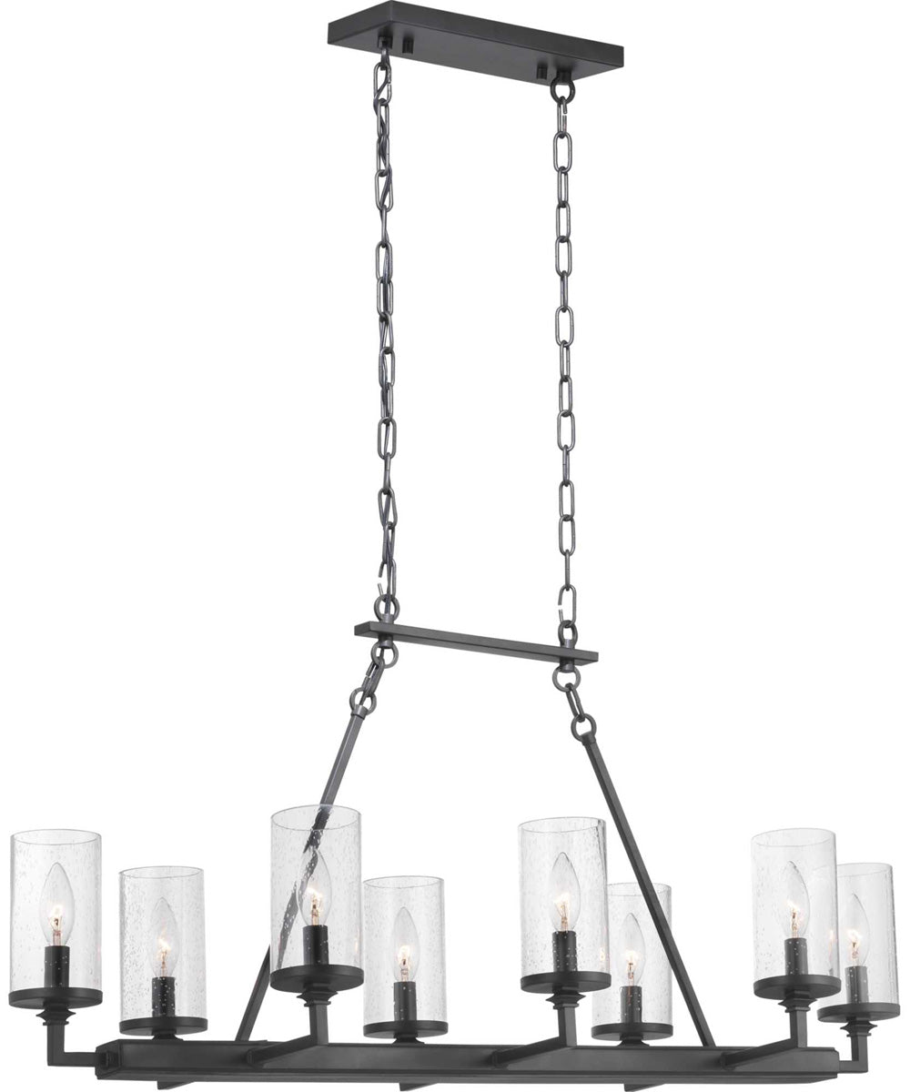 Gresham 8-Light Clear Seeded Glass Farmhouse Chandelier Light Graphite