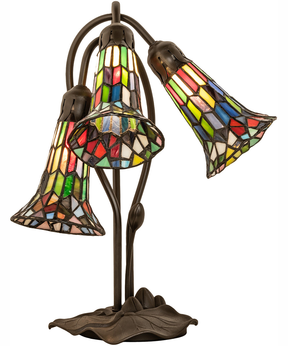 16" High Stained Glass Pond Lily 3 Light Accent Lamp