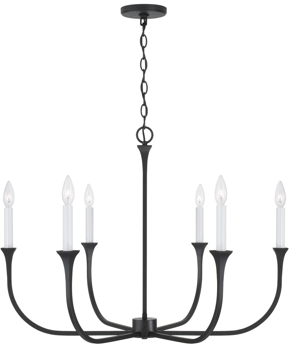 Decklan 6-Light Chandelier Black Iron