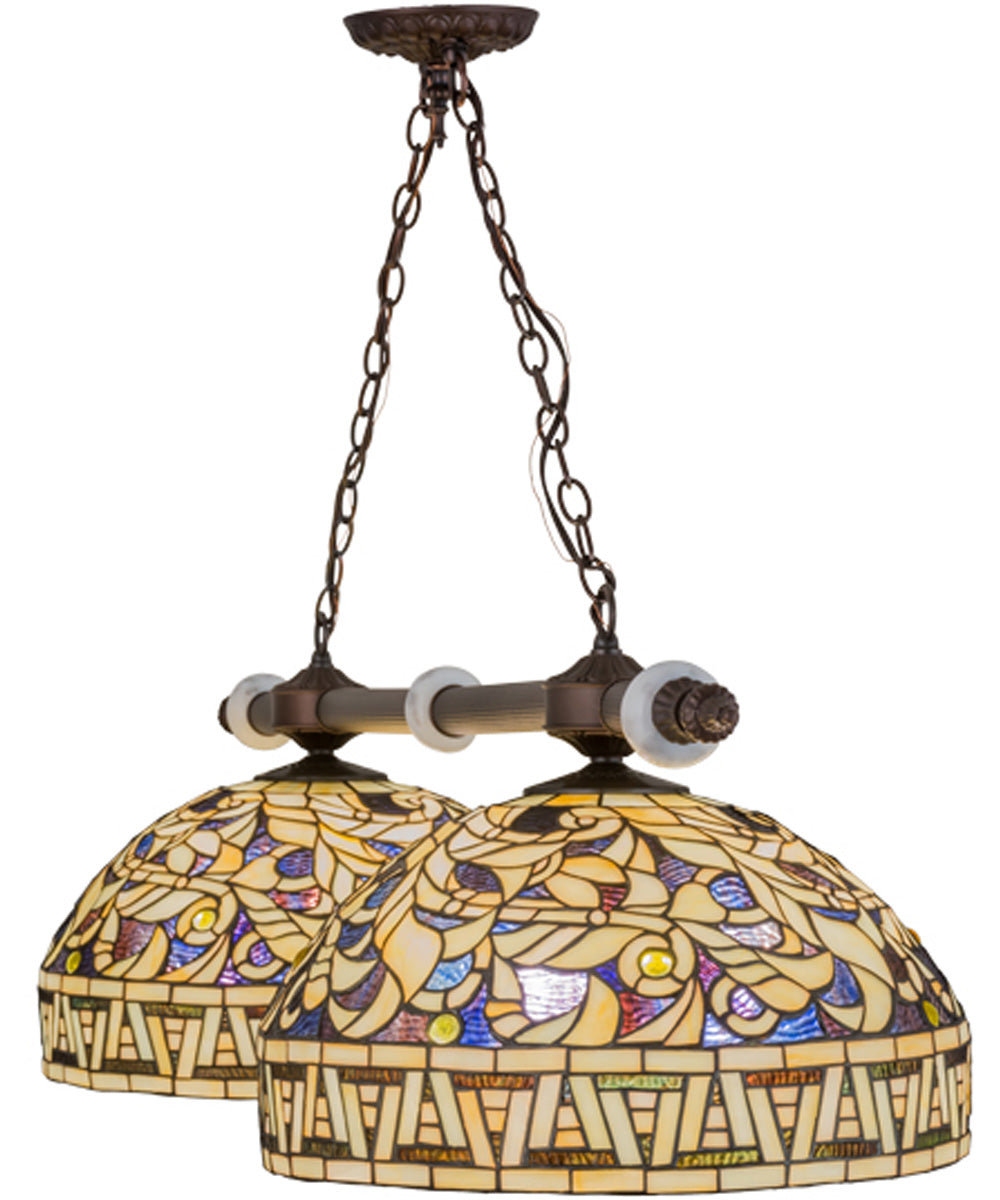 53"W Cockatoo Feathers 2 Light Island Pendant