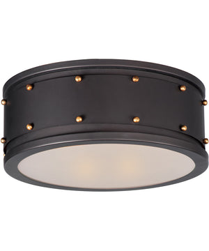 Trestle 2-Light Flush Mount Oil Rubbed Bronze / Antique Brass