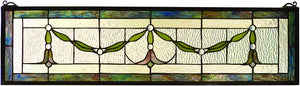 8"H x 32"W Garland Swag Stained Glass Window