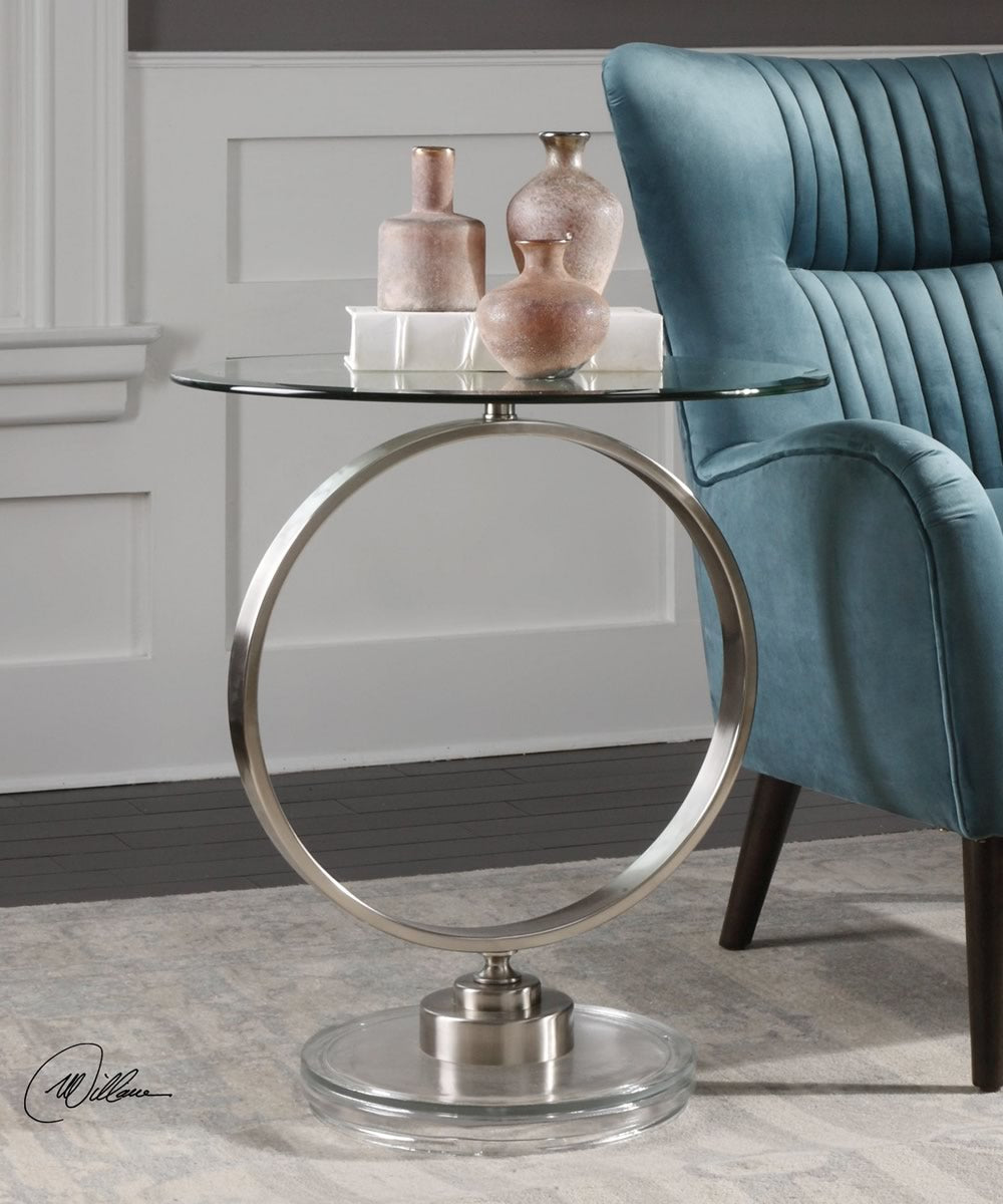 27"H Dixon Brushed Nickel Accent Table