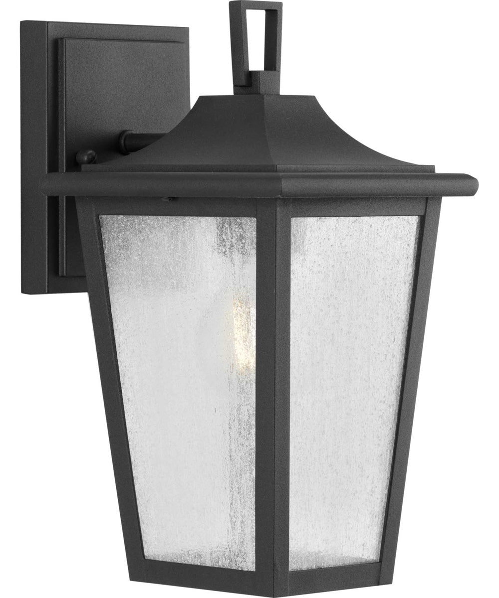 Padgett 1-Light Transitional Clear Seeded Glass Outdoor Wall Lantern Textured Black