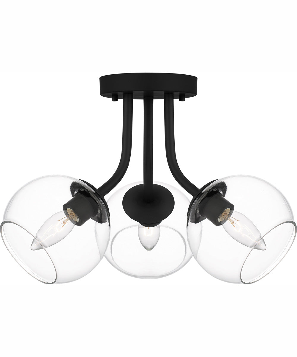 Quoizel Semi-Flush Mount Medium 3-light Semi Flush Mount Matte Black