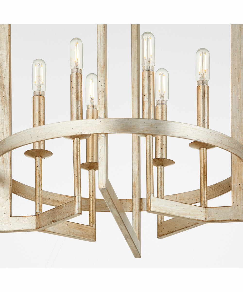 Merrick 6-light Entry Foyer Hall Chandelier Aged Silver Leaf