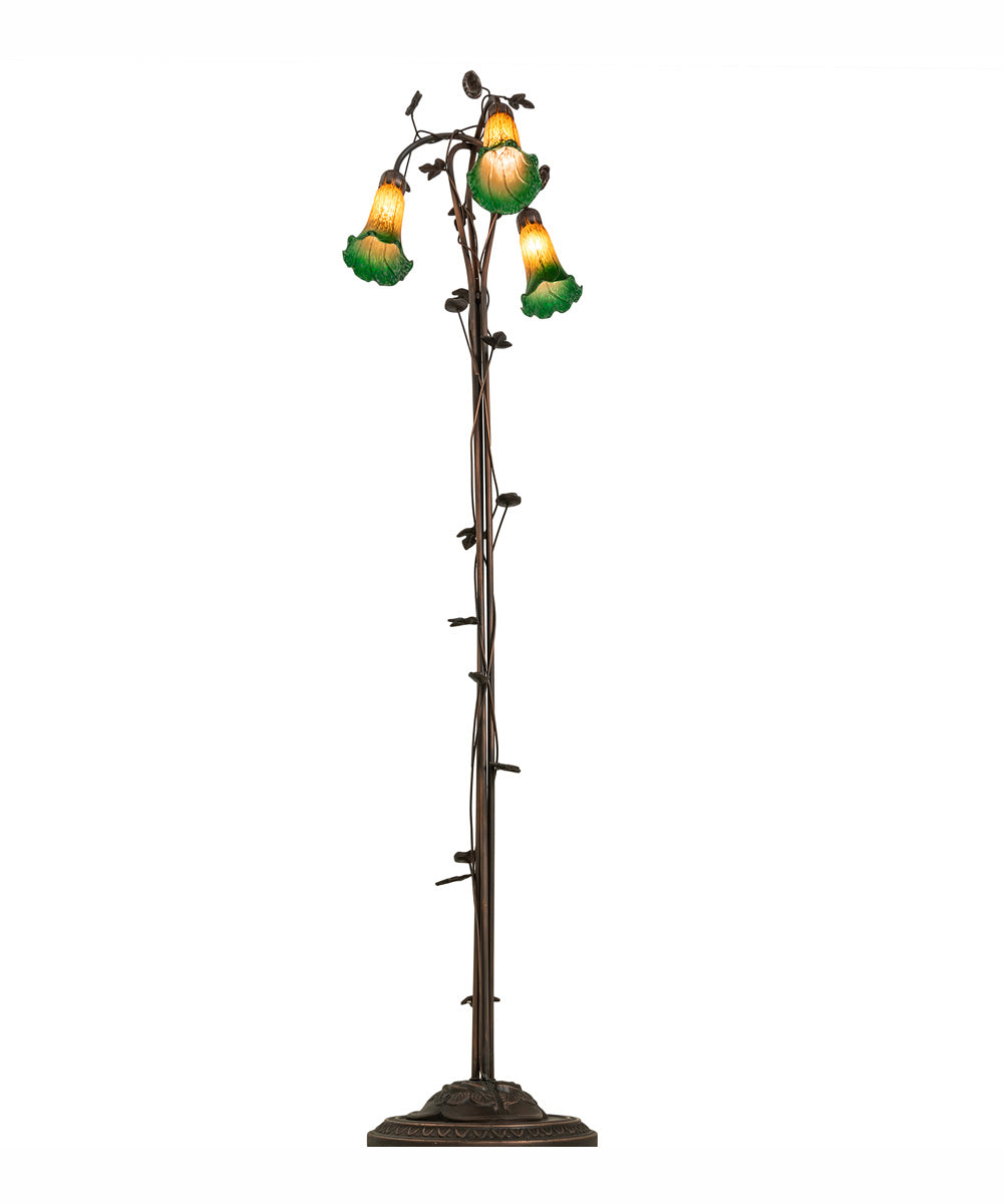 58" High Amber/Green 3 Light Floor Lamp