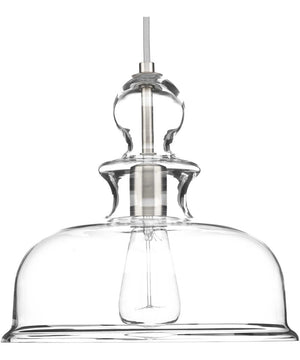 Staunton 1-Light Clear Glass Global Pendant Light Brushed Nickel