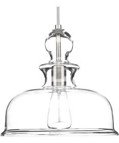 Staunton 1-Light Clear Glass Global Pendant Light Brushed Nickel
