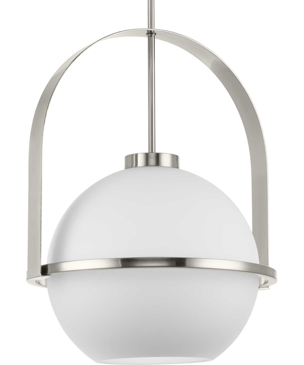 Delayne 1-Light Mid-Century Modern Etched Opal Glass Pendant Light Brushed Nickel