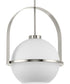 Delayne 1-Light Mid-Century Modern Etched Opal Glass Pendant Light Brushed Nickel