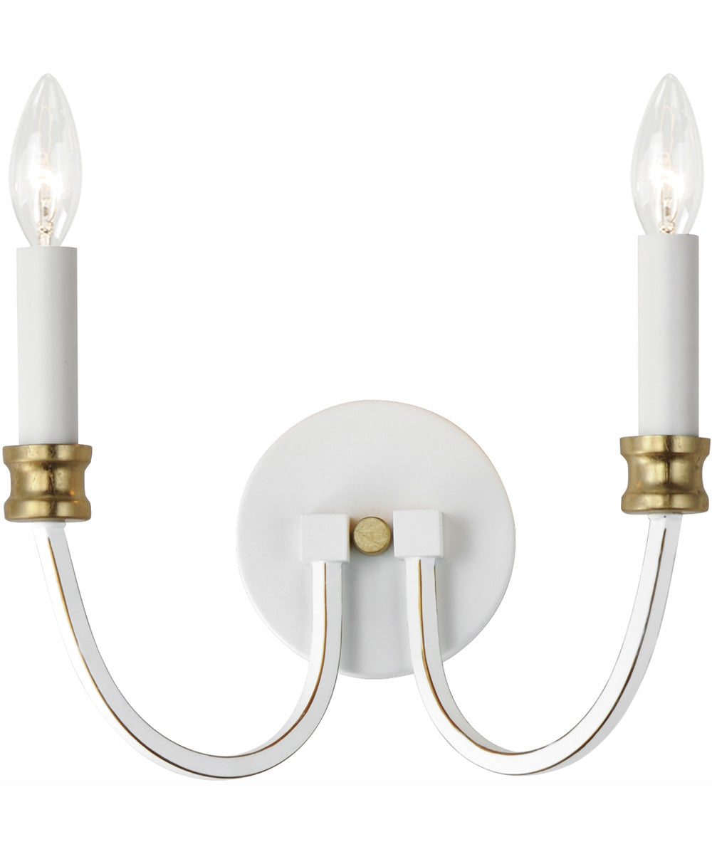 Charlton 2-Light Wall Sconce Weathered White/Gold Leaf