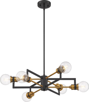 24"W Intention 6-Light Chandelier Warm Brass / Black