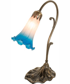 15" High Pink/Blue Tiffany Pond Lily Accent Lamp