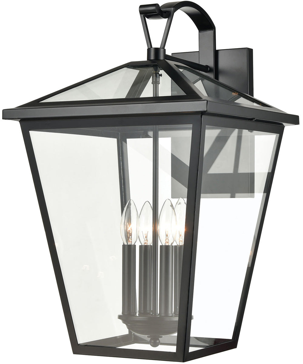 Main Street 4-Light Outdoor Sconce Black/Clear Glass Enclosure