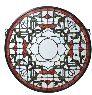 20"H Tulip Bevel Medallion Stained Glass Window
