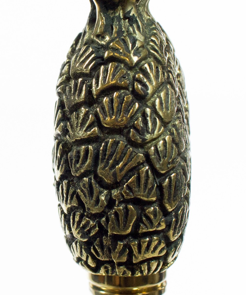 Pineapple Lamp Finial Antique Brass 3"h