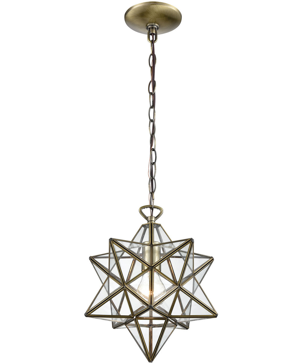 Moravian Star 1-Light Mini Pendant Antique Brass/Clear Glass - Large