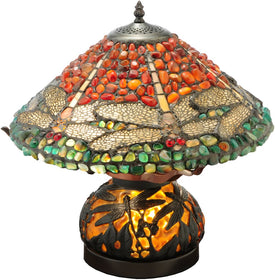 17"H Dragonfly Polished Agata W/Lighted Base Table Lamp