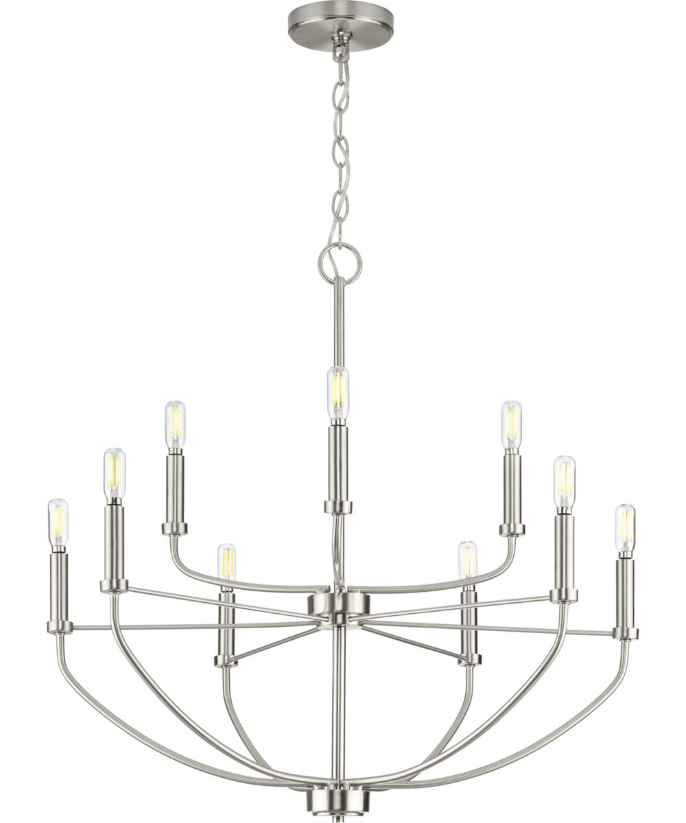 Leyden 9-Light Farmhouse Style Chandelier Light Brushed Nickel