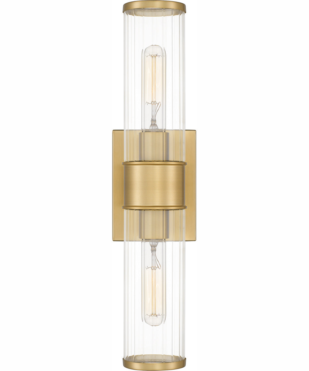Quoizel Wood Small 2-light Wall Sconce Aged Brass