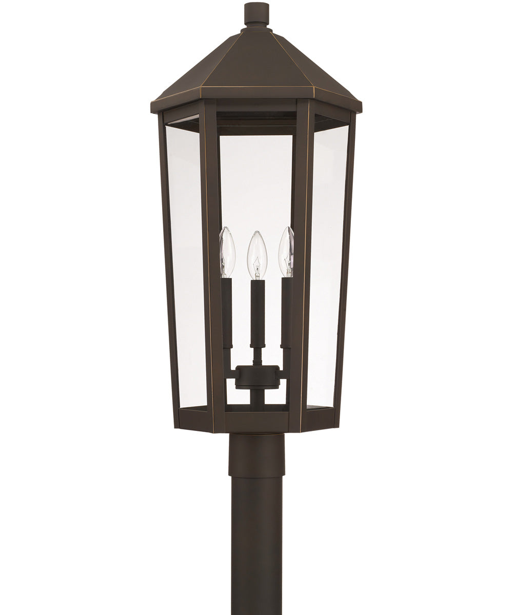 Ellsworth 3-Light Outdoor Post Mount Rain or Shine - Oiled Bronze with Clear Glass