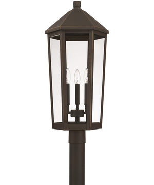 Ellsworth 3-Light Outdoor Post Mount Rain or Shine - Oiled Bronze with Clear Glass