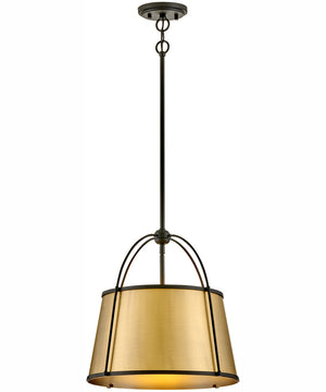 Clarke 1-Light Medium Pendant in Black with Lacquered Dark Brass accents