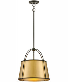 Clarke 1-Light Medium Pendant in Black with Lacquered Dark Brass accents