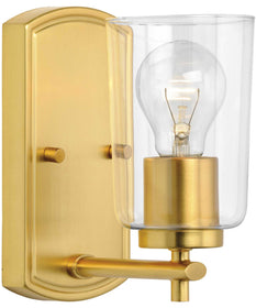 Adley 1-Light Clear Glass New Traditional Bath Vanity Light Satin Brass
