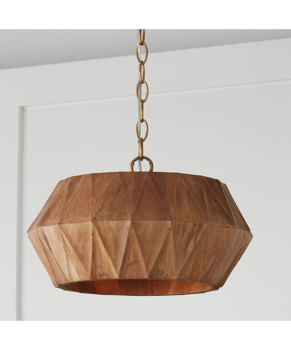 Nadeau 1-Light Semi-Flush Light Wood and Patinaed Brass