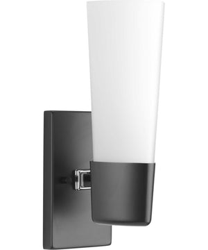 Zura 1-Light Etched Opal Glass Modern Bath Vanity Light Matte Black