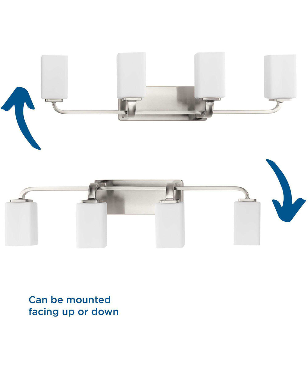 Cowan 4-Light Modern Etched Opal Glass Bath Vanity Light Brushed Nickel