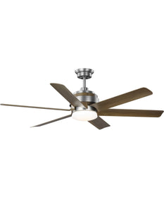 Kaysville 6-Blade Chestnut 56-Inch DC Motor LED Urban Industrial Ceiling Fan Antique Nickel