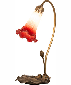 16" High Red/White Tiffany Pond Lily Accent Lamp