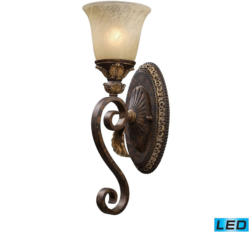 6"W Regency 1-Light LED Vanity Burnt Bronze/Gold Leaf