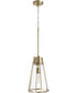 9"W 1-light Pendant Aged Brass w/ Clear