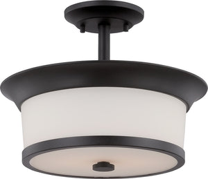 13"W Mobili 2-Light Close-to-Ceiling Aged Bronze / Satin White