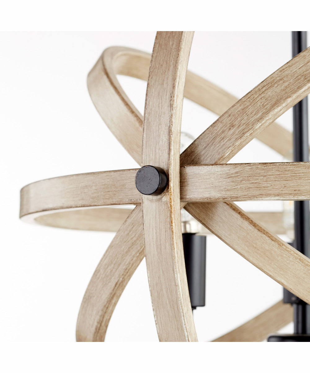 3-light Pendant Textured Black w/ Driftwood finish