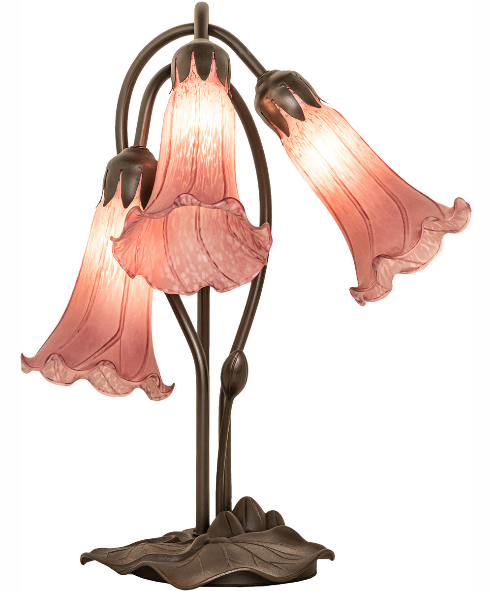 16" High Lavender Pond Lily Tiffany Pond Lily 3 Light Accent Lamp