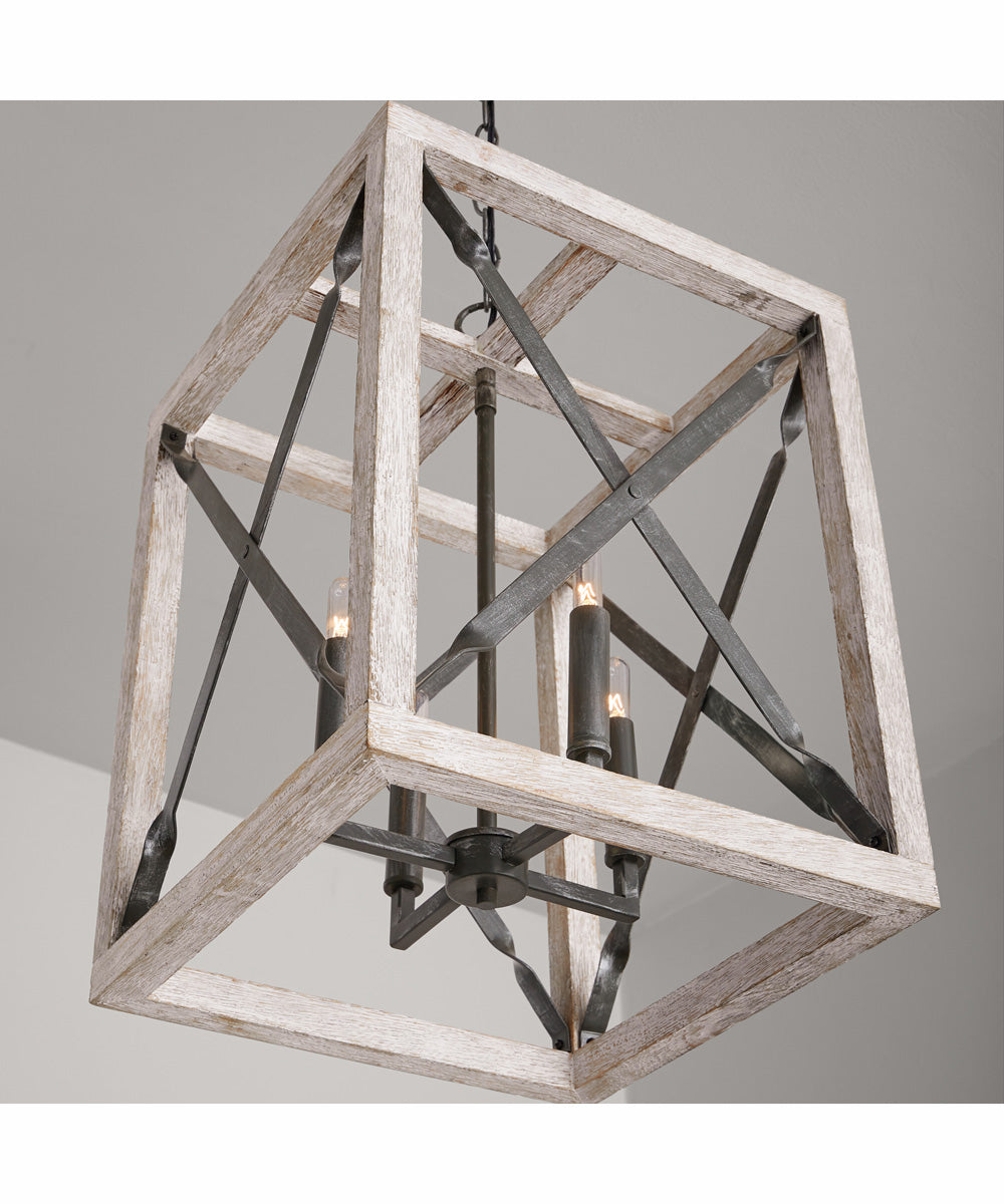 Remi 4-Light Pendant Brushed White Wash and Nordic Iron
