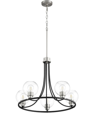 Clarion 5-light Chandelier Textured Black w/ Satin Nickel